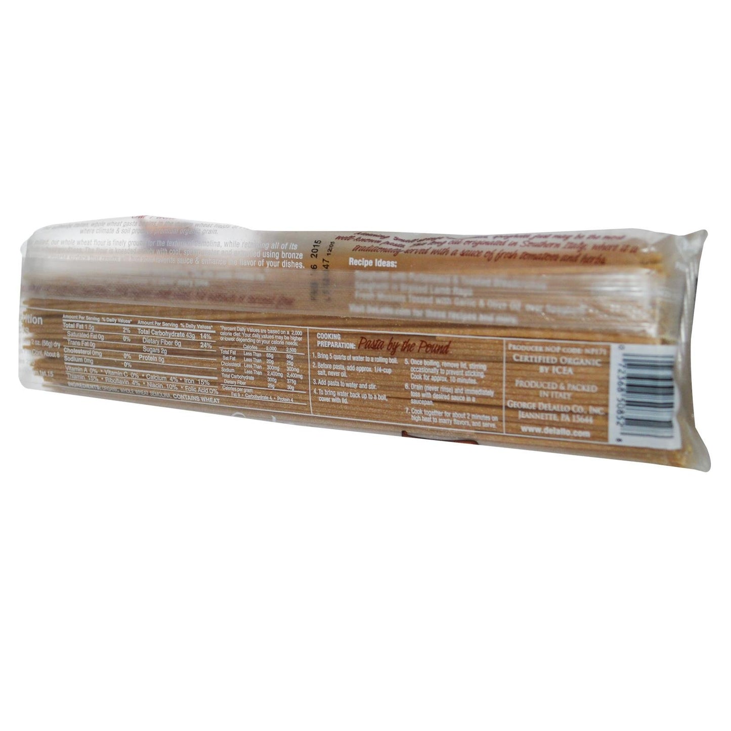 DeLallo Pasta Whole Wheat Spaghetti, 16 oz