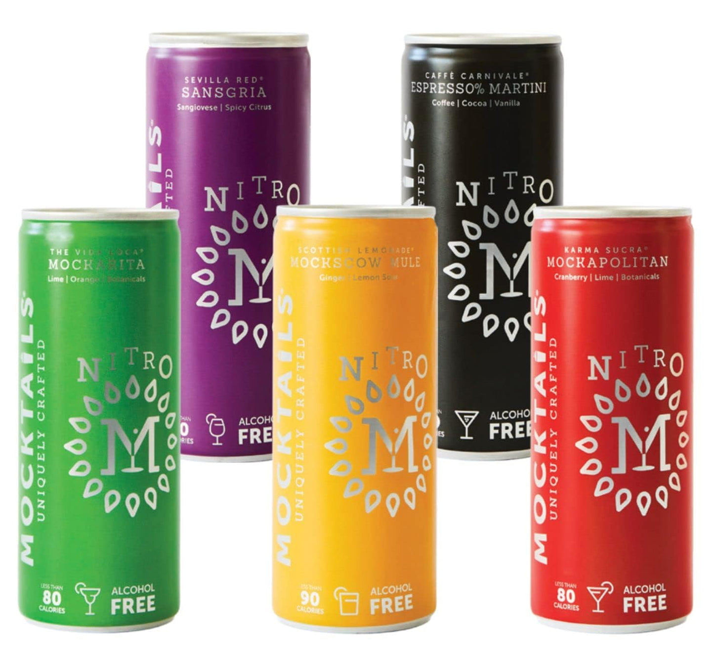 Mocktails Uniquely Crafted Alcohol Free | Award Winning Variety Pack Nitro Slim Cans | Non-Alcoholic Cocktail, Low Calorie, Non-GMO, Vegan Alternative