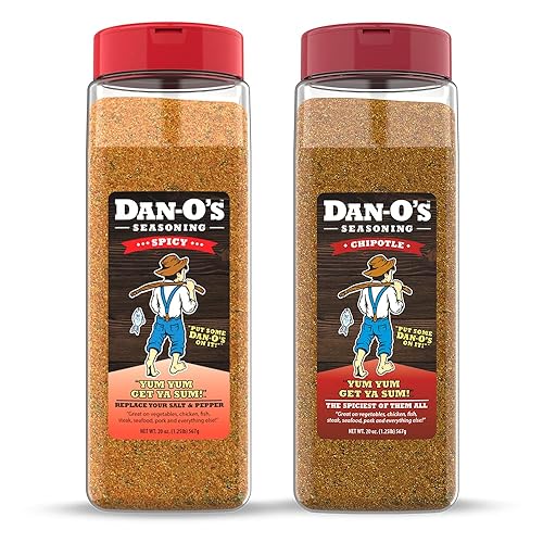 Dan-O's Seasoning Large 2 Bottle Combo | Spicy & Chipotle | 2 Pack (20 oz)