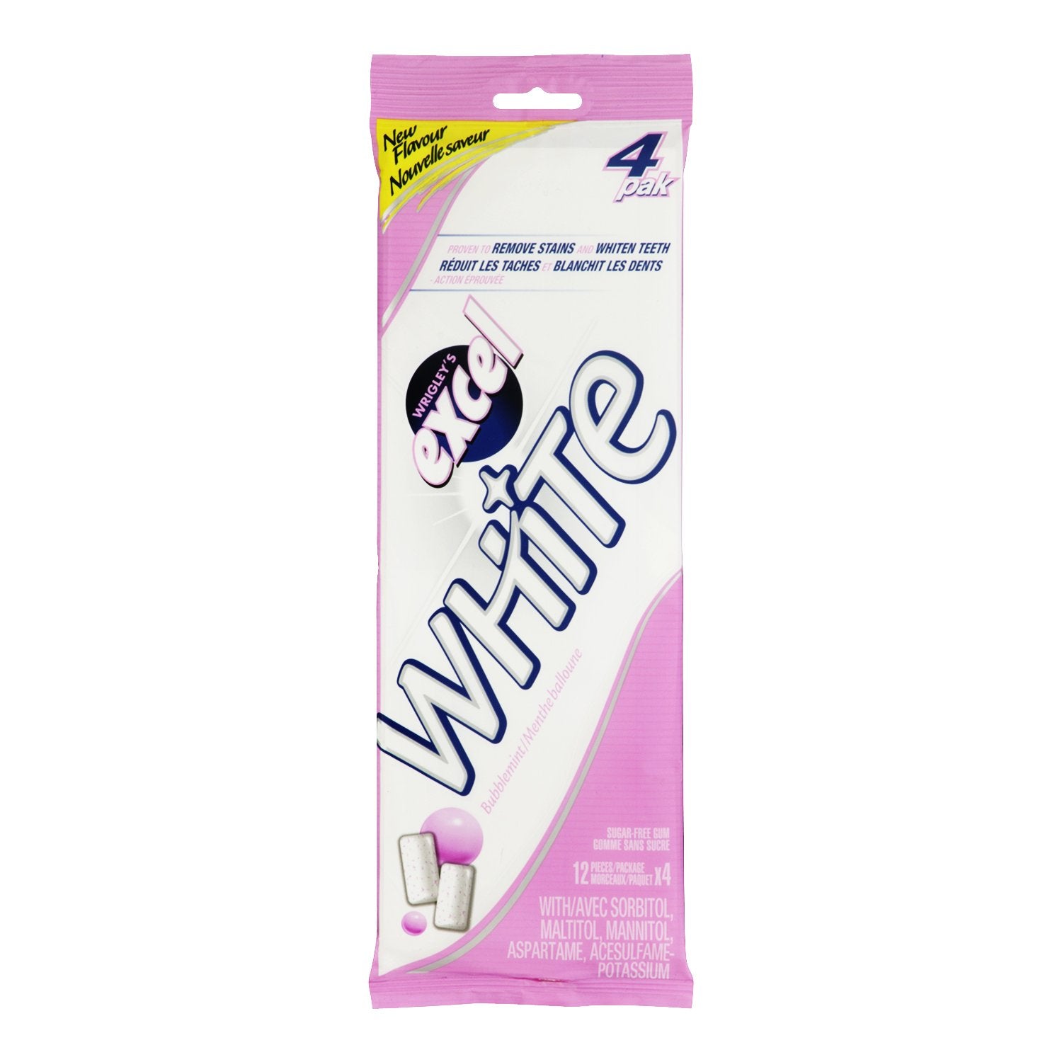 Excel White Chewing Gum White Bubblemint, 48 Count {Imported from Canada}