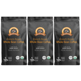 Alex's Low Acid Organic Coffee 12oz Bag (Pack of 3) (Whole Bean French Roast)