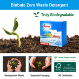 Binbata Laundry Detergent Sheets, Up To 128 Loads Hypoallergenic Eco-Friendly Unscented Biodegradable Plastic Free Liquidless Sheets Suitable