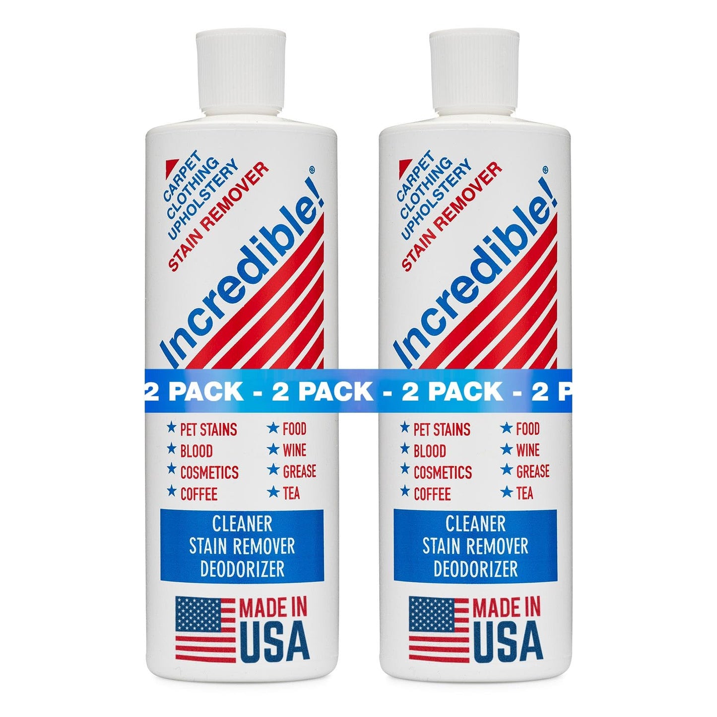 INCREDIBLE! Stain Remover - Instant Spot Remover For New and Old Stains - Blood, Red Wine, Coffee, Urine, Cosmetics, Pet Stains and Odor Eliminator