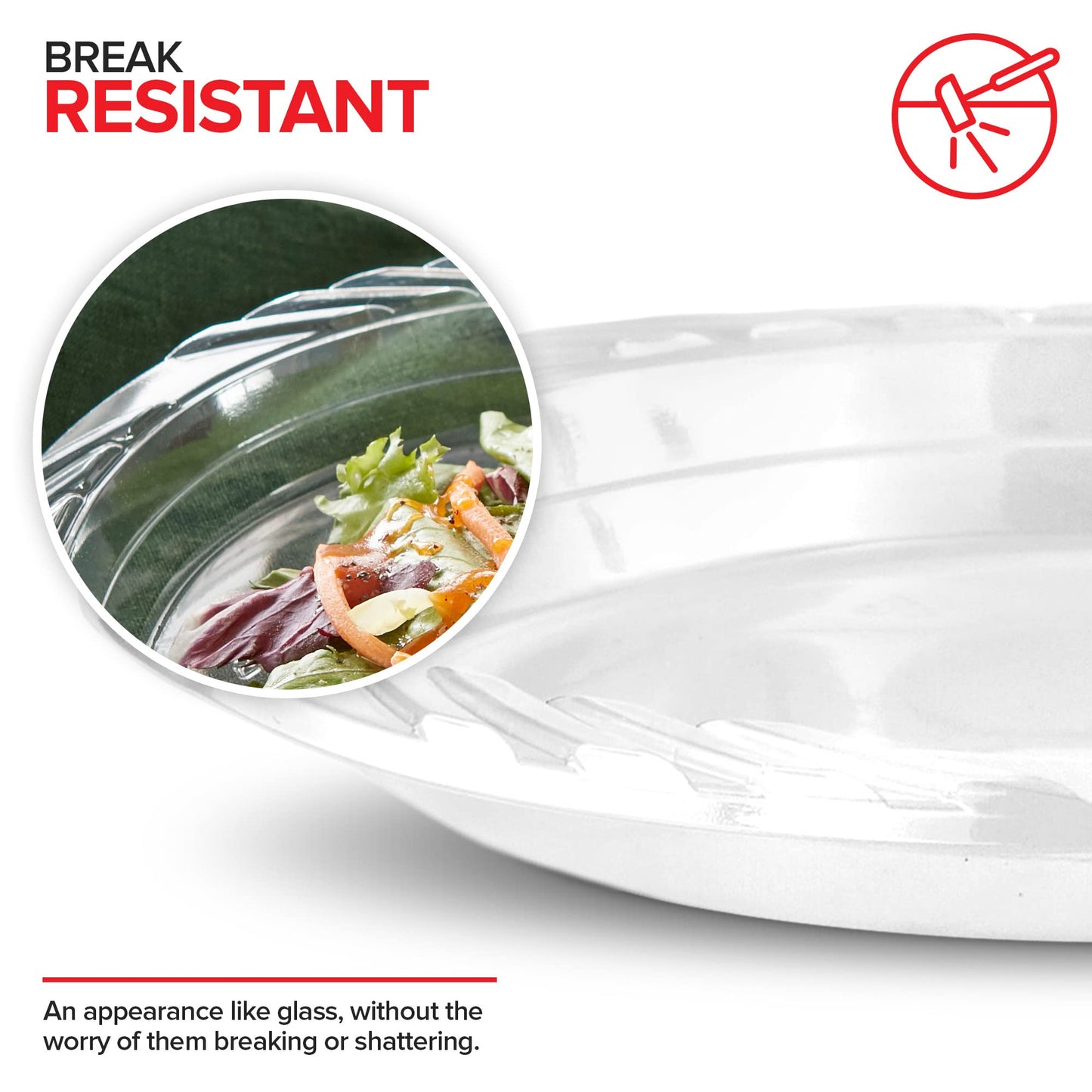 Stock Your Home 240-Count, 7 Inch Clear Plastic Plates, Flexible, Disposable Heavy Duty Party Dinner Plate, for Wedding Reception, Holiday Parties