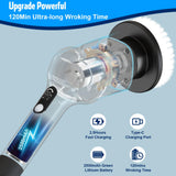Electric Spin Scrubber,Cordless Cleaning Brush with 8 Replaceable Brush Heads,360°Power Scrubber for Tub and Floor Tile,with 3 Adjustable Speed