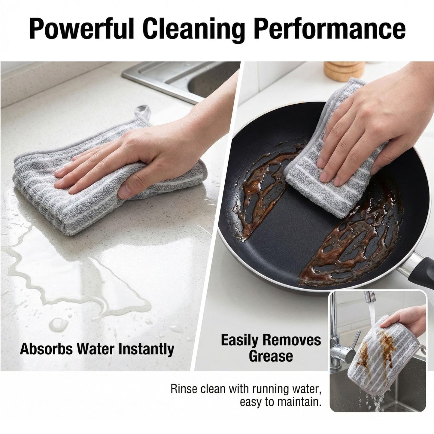 6 PCS Kitchen Cloth Dish Towels Thick Absorbent Cleaning Towels for Kitchen Non Oil Staining Durable Non Shedding Dish Cloths Ideal for Table Wiping