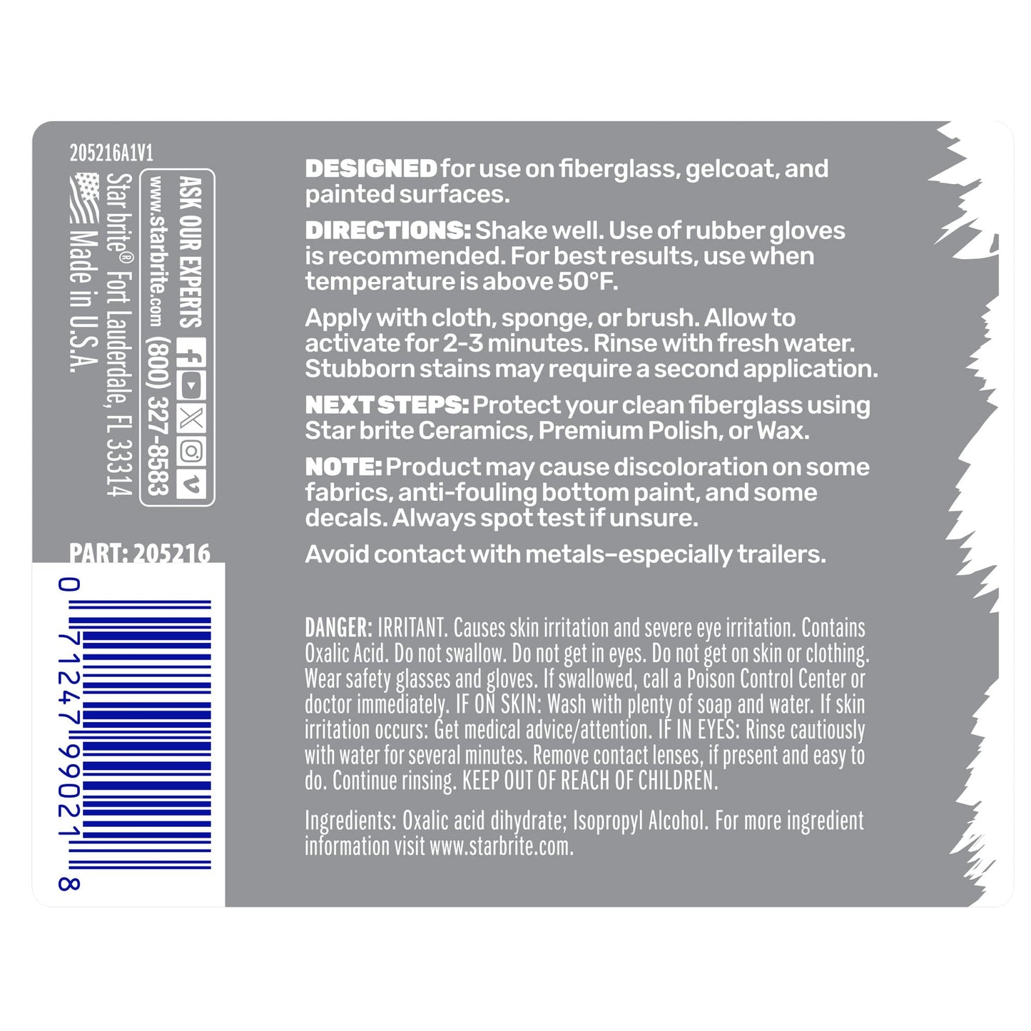STAR BRITE Gel FSR Xtreme Fiberglass Stain Remover - Removes Rust, Tannic, & Waterline Stains, No Sanding Required