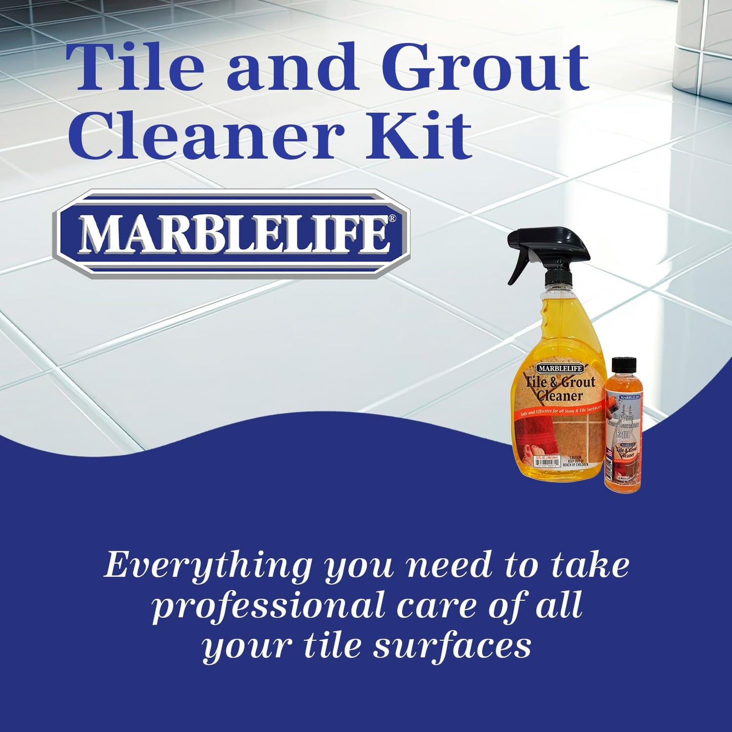 Marblelife Tile and Grout Cleaner Kit, Ready-to-Use 32 oz Spray Cleaner + 4 oz Concentrate Refill, Powerful Grout Cleaner for Tile Floors, Heavy Duty