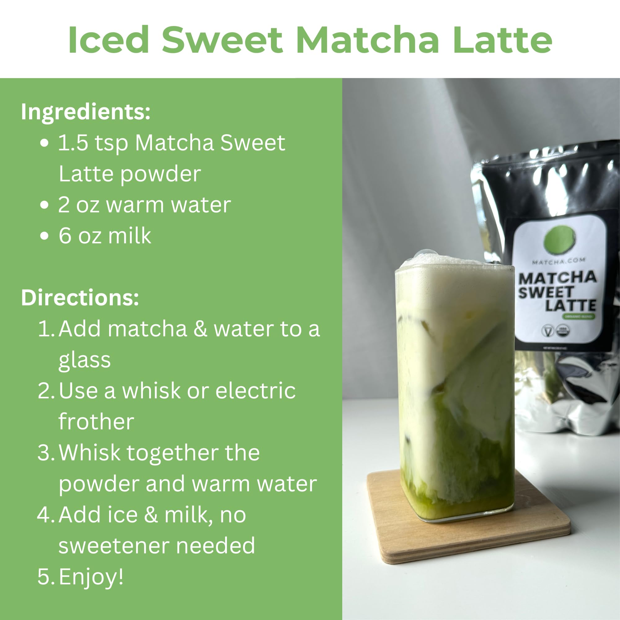 Matcha Kari - Organic Sweetened Matcha Mix, Cafe Style Green Tea Latte Powder, Easy to Mix - 2.2 Pound Bag (1 kg)