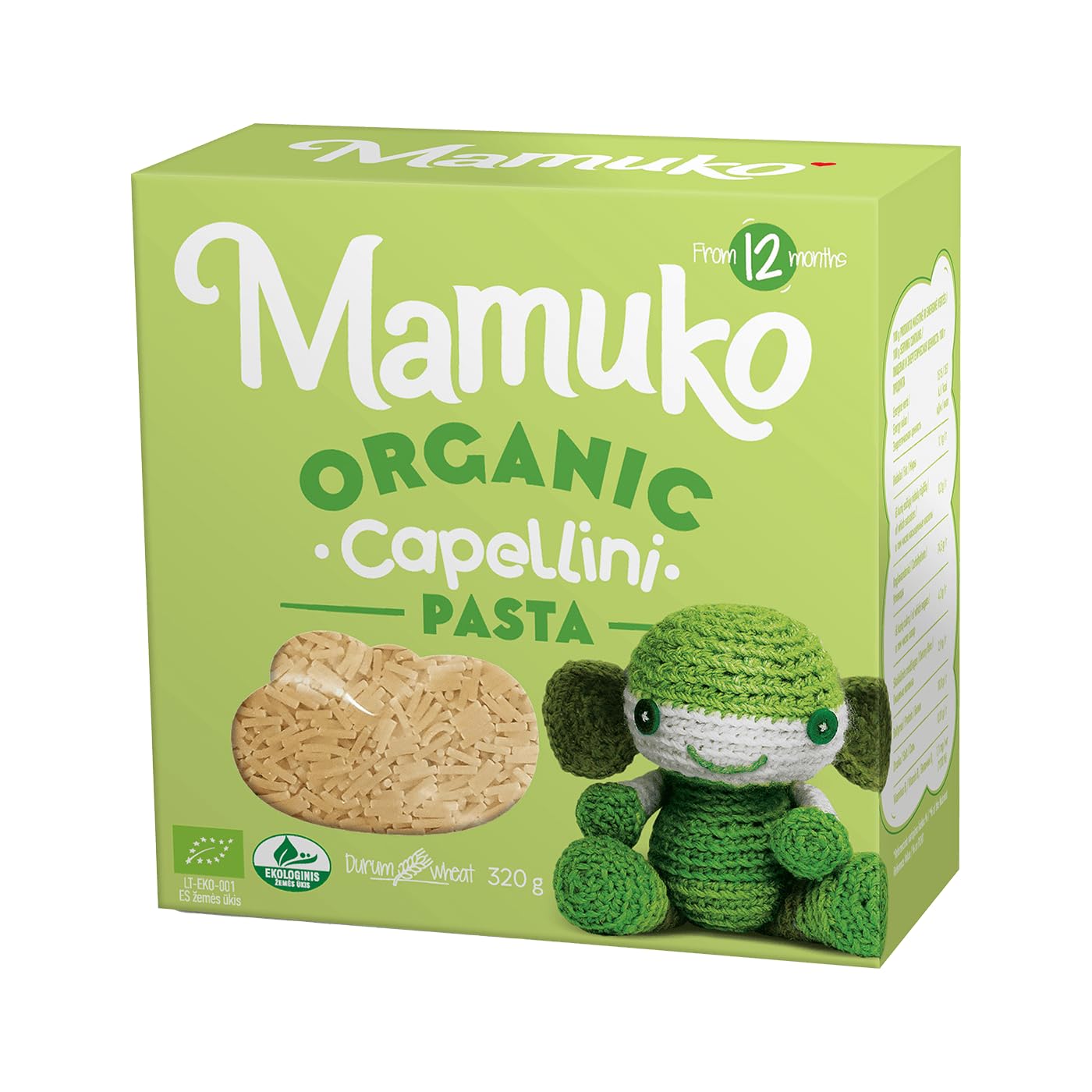 Mamuko Organic The Beginning Pasta 4-Pack Variety Mix (Ditalini, Stelline, Risone, Capellini) Quick-Cook Pasta for Babies Young Children - Protein