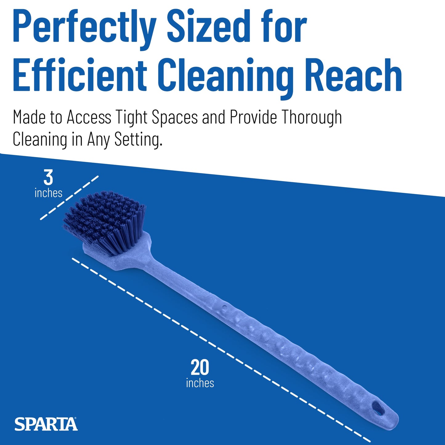 SPARTA 40501EC14 Plastic Large Scrub Brush, Kitchen Brush, Utility Brush With Long Handle For Cleaning, 20 Inches, Blue