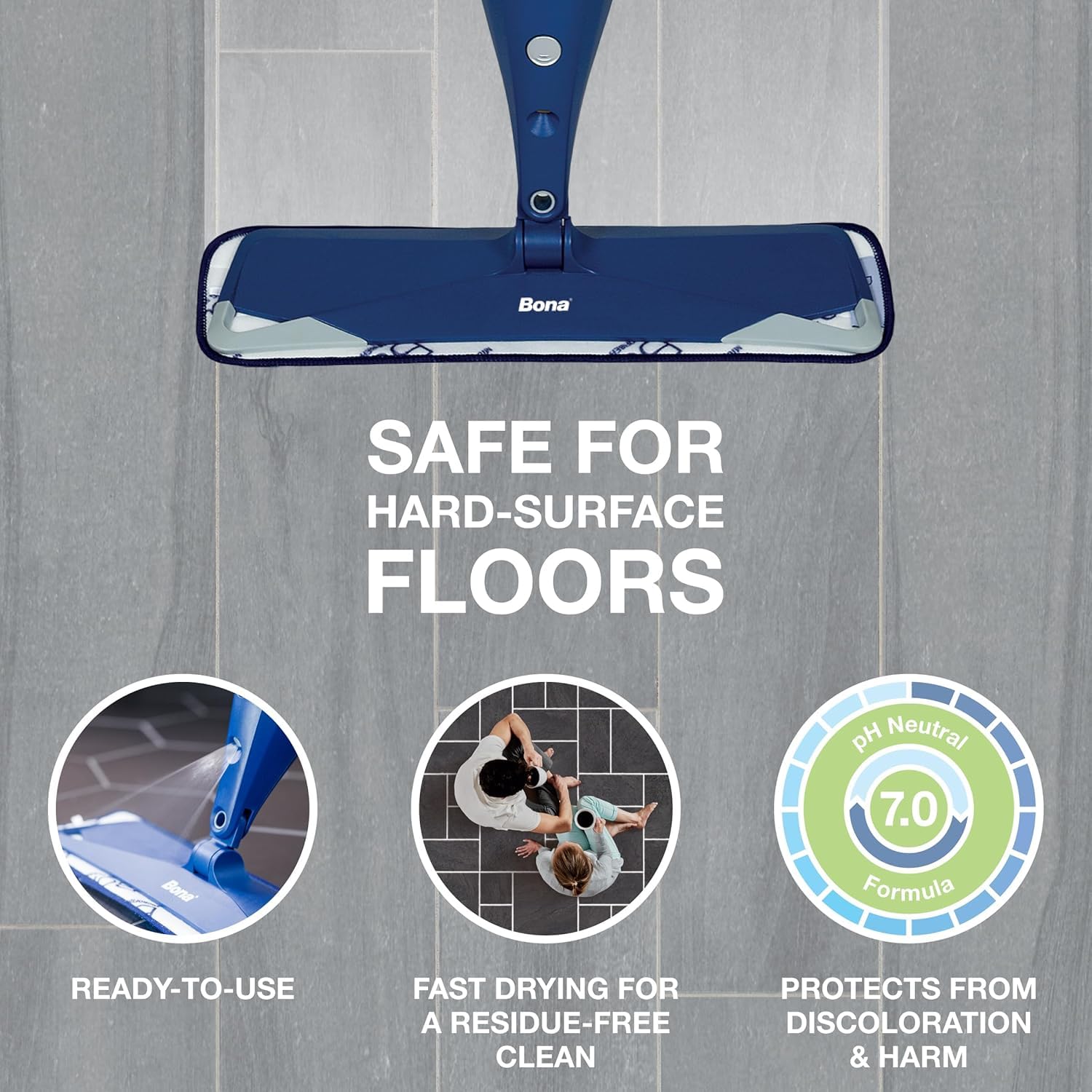 Bona Multi-Surface Hard Floor Cleaner Spray Mop Cartridge - 34 fl oz - Unscented - Refillable - Residue-Free Floor Cleaning Solution for Bona Spray