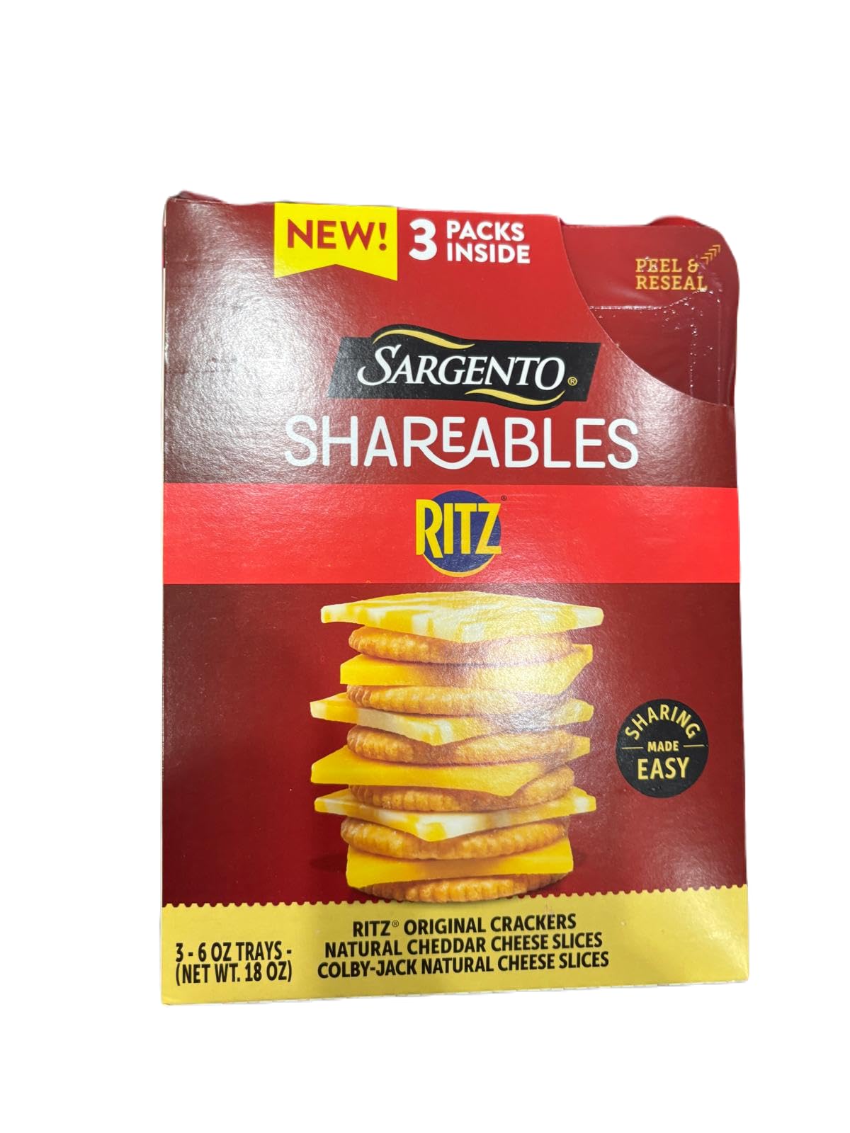 Sargento Shareables Ritz, Variety Pack, Natural Cheddar Cheese Slices, & Colby-Jack Natural Cheese Slices 6 oz, 3 Pack