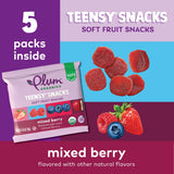 Plum Organics Teensy Snacks Soft Fruit Snacks - Mixed Berry - 0.35 oz Bags (Pack of 5) - Organic Toddler Food Fruit Snacks
