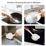 Facjoleco Dish Brush with Handle, Pot Brush, 2 Pack Kitchen Scrub Brushes for Cleaning, Dish Scrubber with Soft Bristles for Sink, Pots, Pans