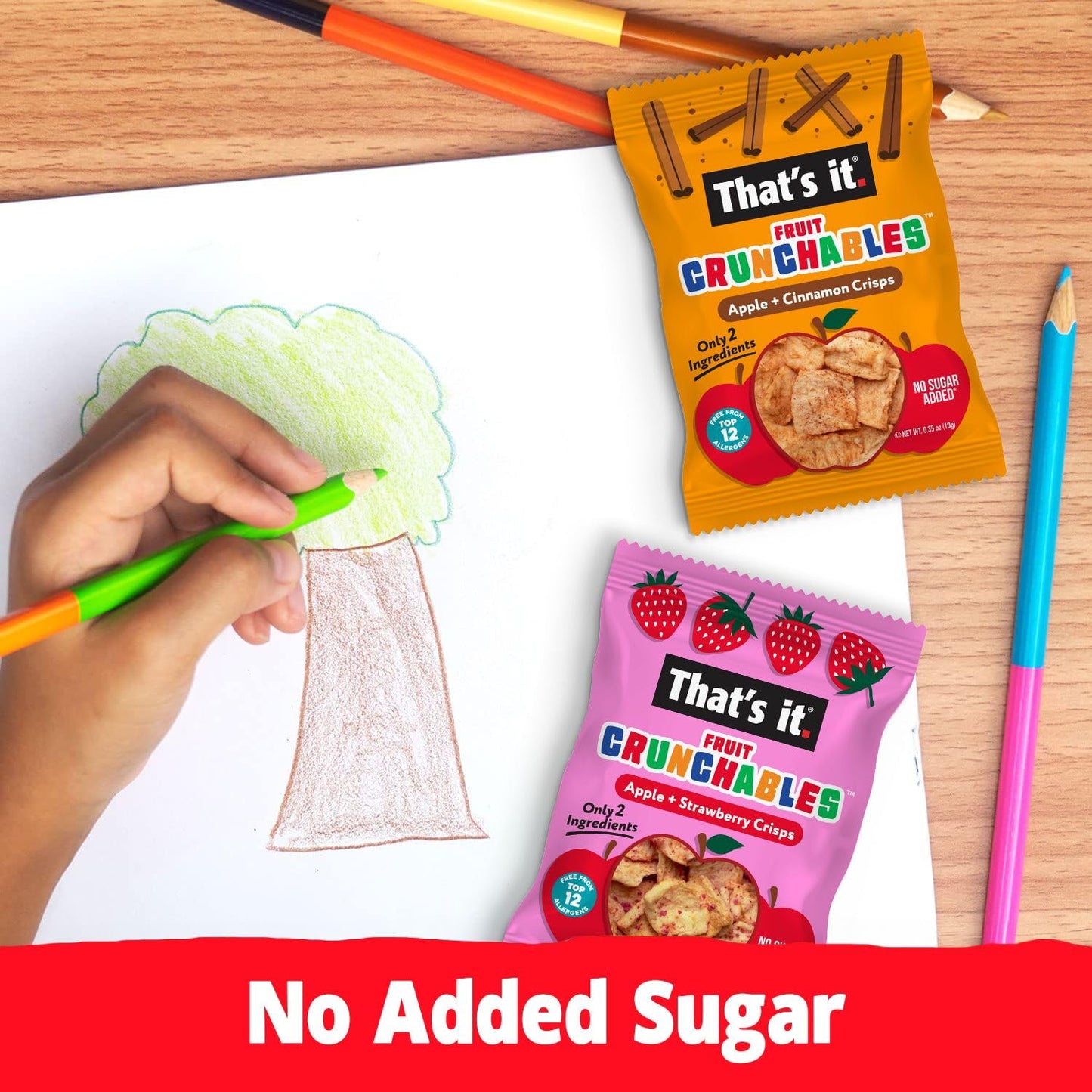 That’s it. Fruit Crunchables Apple + Cinnamon Crisps, 15-Pack - 100% Plant-Based Fruit Snacks for Kids, Non-GMO, Gluten-Free, No Added Sugar