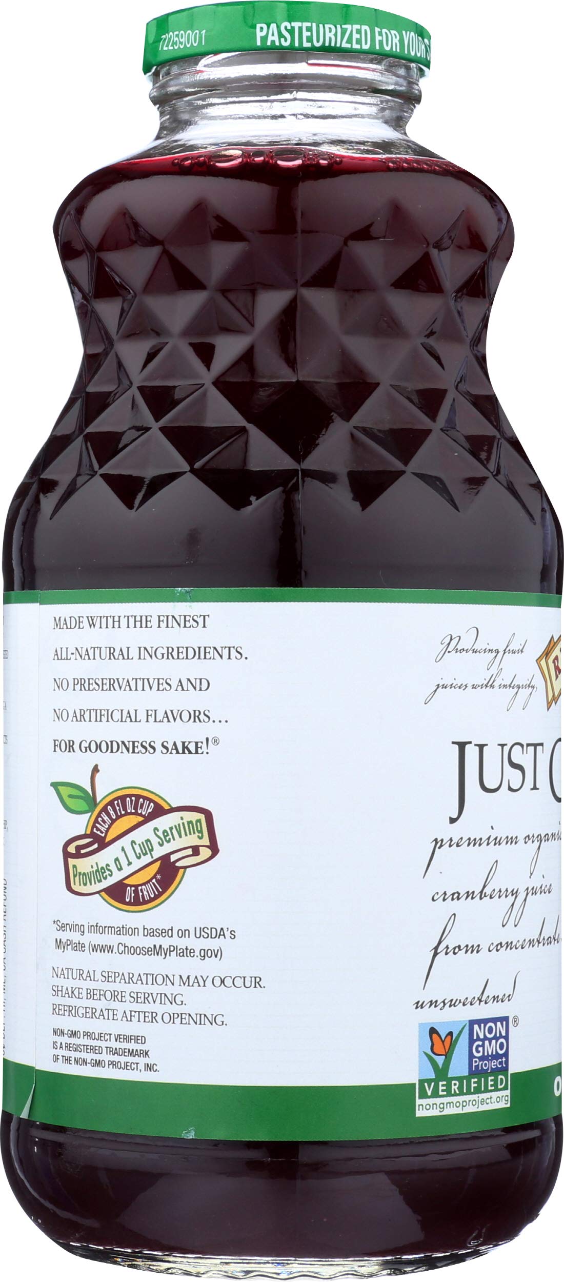 R.W. KNUDSEN, Juice, Og2, Just Cranberry, Pack of 6, Size 32 FZ, (Gluten Free GMO Free 95%+ Organic)