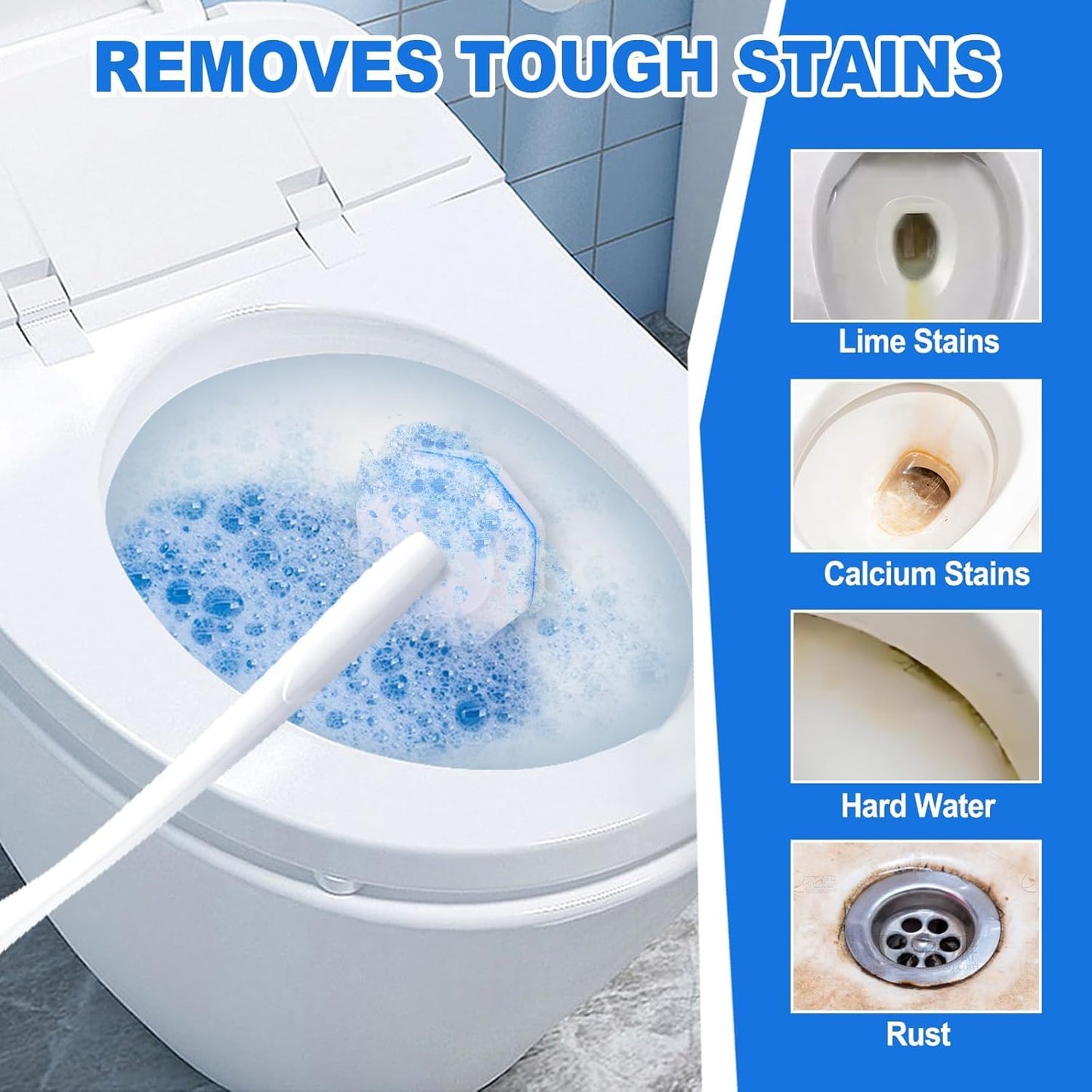 60 Count Toilet Wand Refills for Clorox,4X Cleaning Power Toilet Bowl Cleaner Refill Pads,Disposable Toilet Brush Scrubber Refills for Bathroom