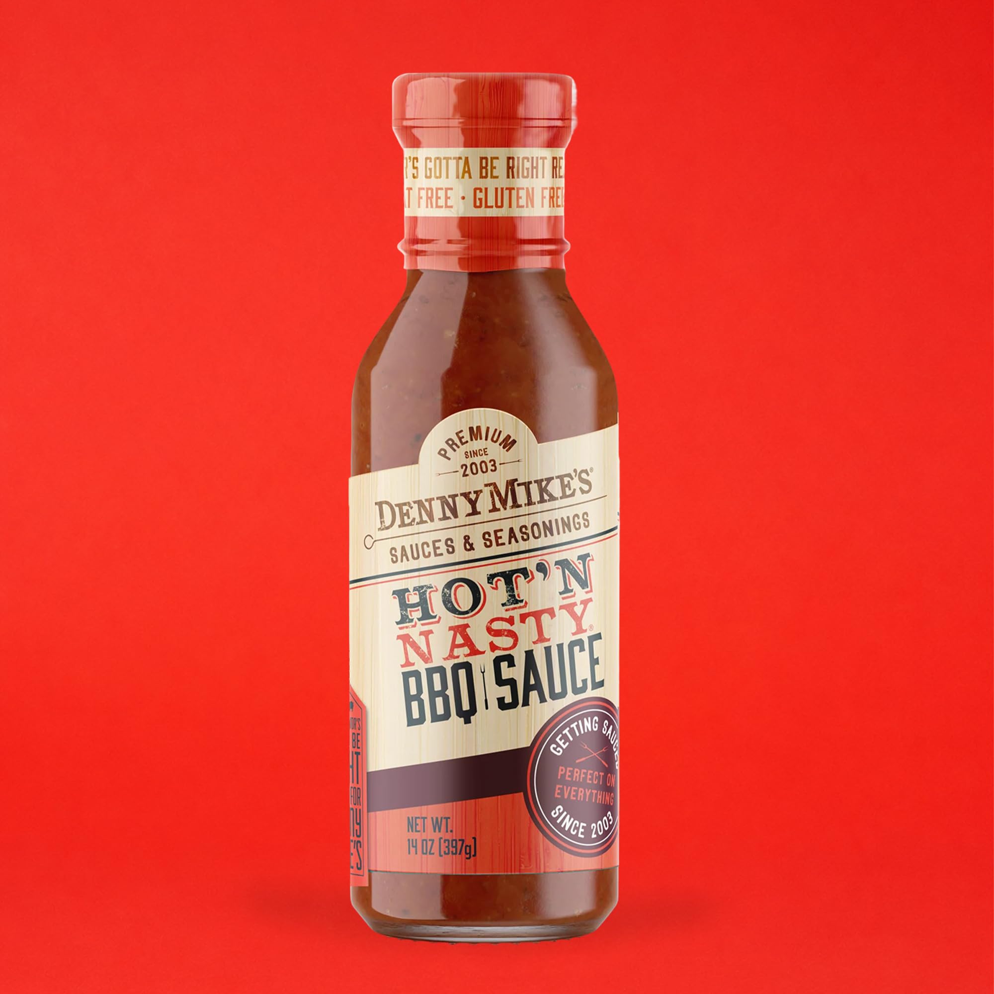 DennyMike's Hot N Nasty Habanero BBQ Sauce - Authentic Southwest Heat, 14 oz Spicy Flavor for Ribs, Chicken, Burgers