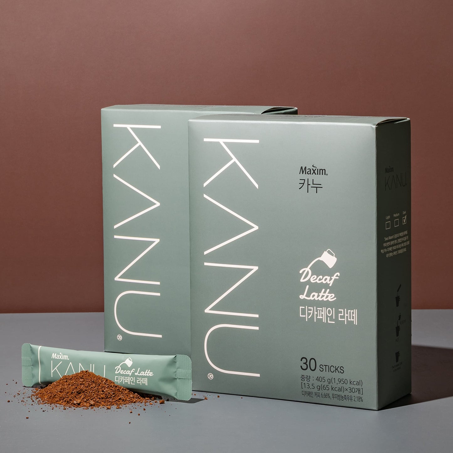 Maxim KANU Decaf Latte 30 Sticks - Korean Instant Sweet Coffee (405g x 30)