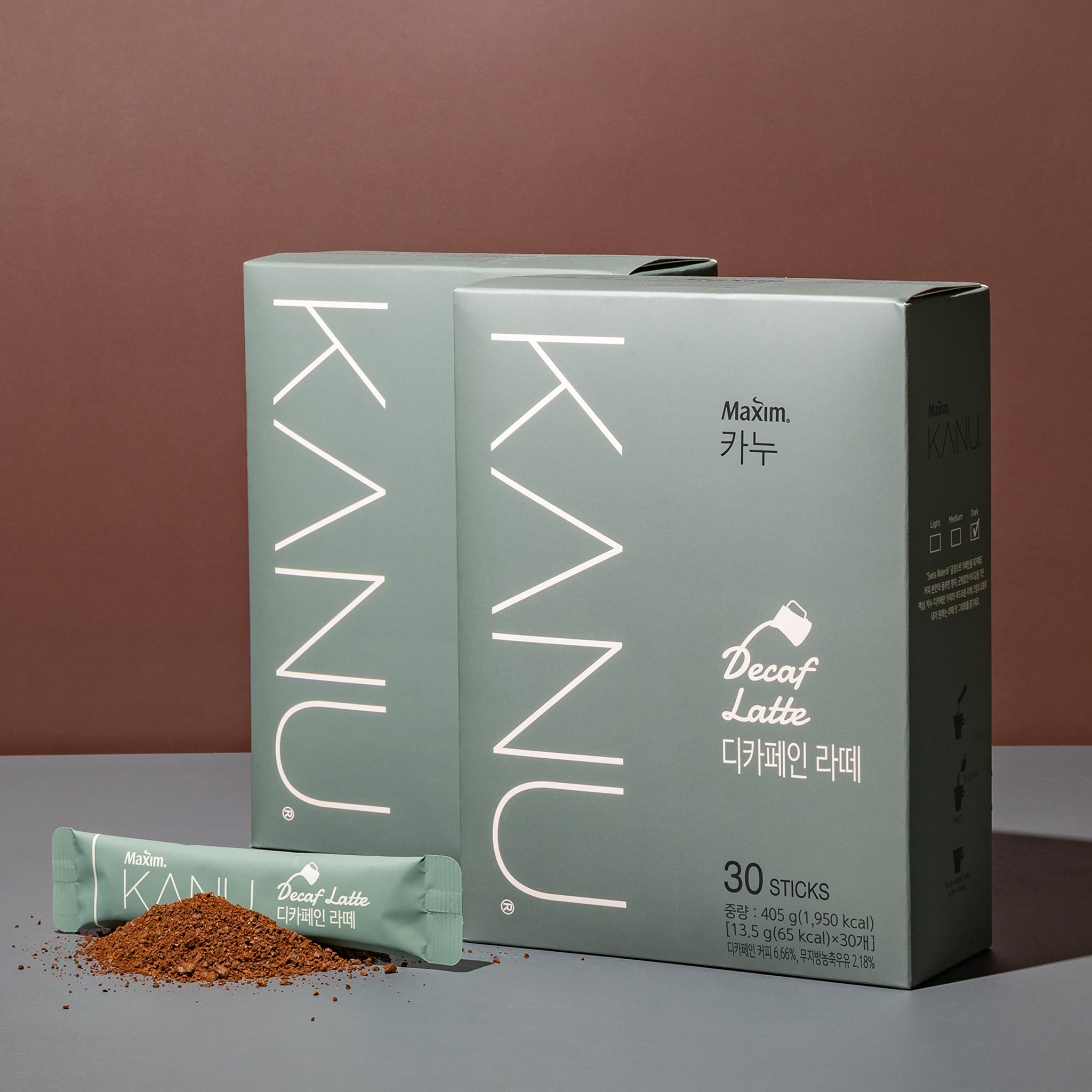 Maxim KANU Decaf Latte 30 Sticks - Korean Instant Sweet Coffee (405g x 30)