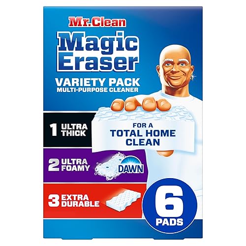 Mr. Clean Magic Eraser Sponge, All Purpose Cleaner, Cleaning Scrubber, Kitchen, Bathroom, Shower, Oven, Cleaning Supplies, Variety Pack with 1 Ultra