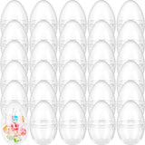 Barblog 30 Pcs 3 Inches Clear Easter Eggs Fillable Plastic Easter Eggs Empty Transparent Eggs Bulk for Easter Hunt Easter Basket Stuffers