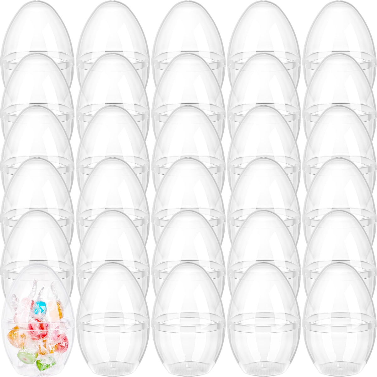 Barblog 30 Pcs 3 Inches Clear Easter Eggs Fillable Plastic Easter Eggs Empty Transparent Eggs Bulk for Easter Hunt Easter Basket Stuffers