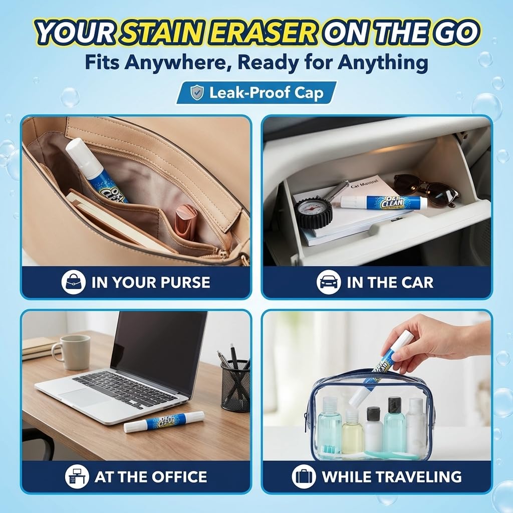 OxiClean On The Go Stain Remover Pen for Clothes, Portable Instant Travel Size Stick, Safe Cloth Stain Remover for Makeup Food and Drink, Stain Pen