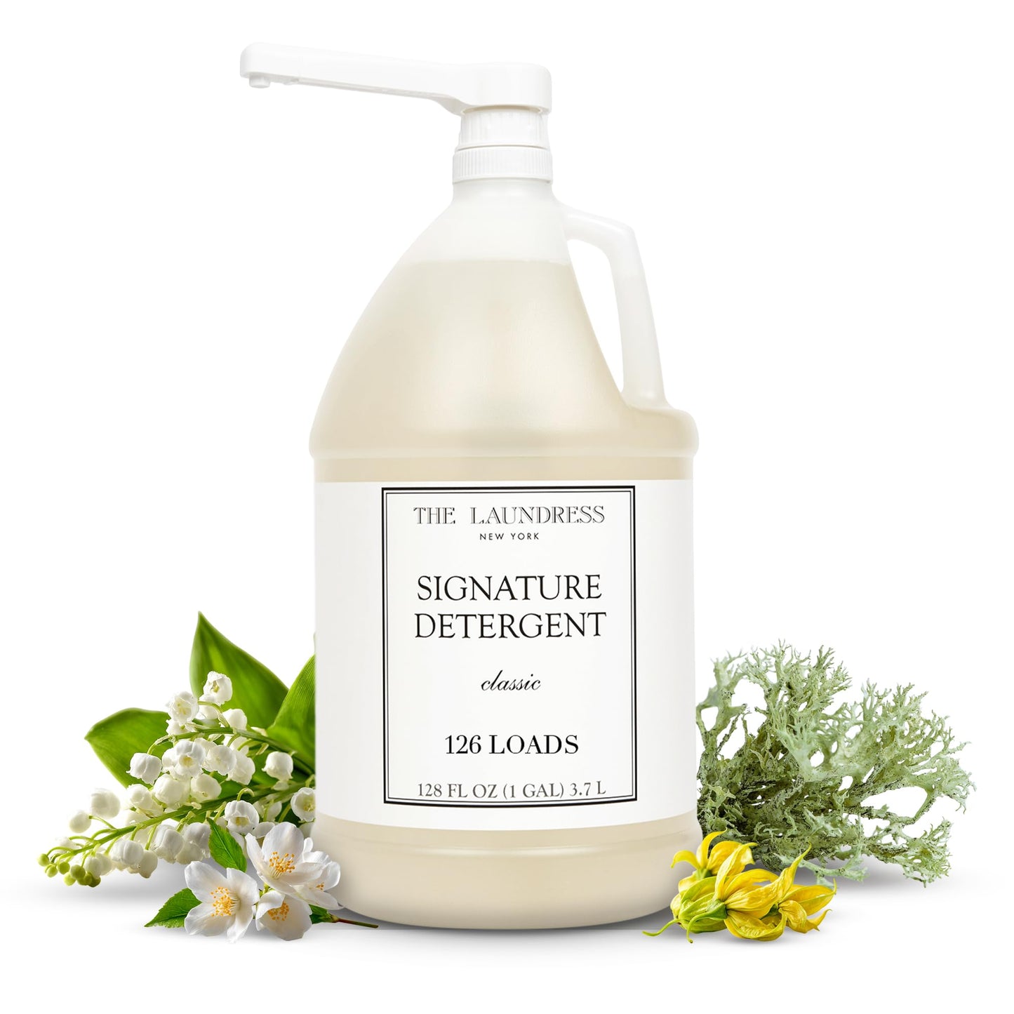 The Laundress Luxury Laundry Detergent, Gallon Pump, 126 Loads, Scented Signature Classic Fragrance, Concentrated Triple Enzyme Deep Cleaning