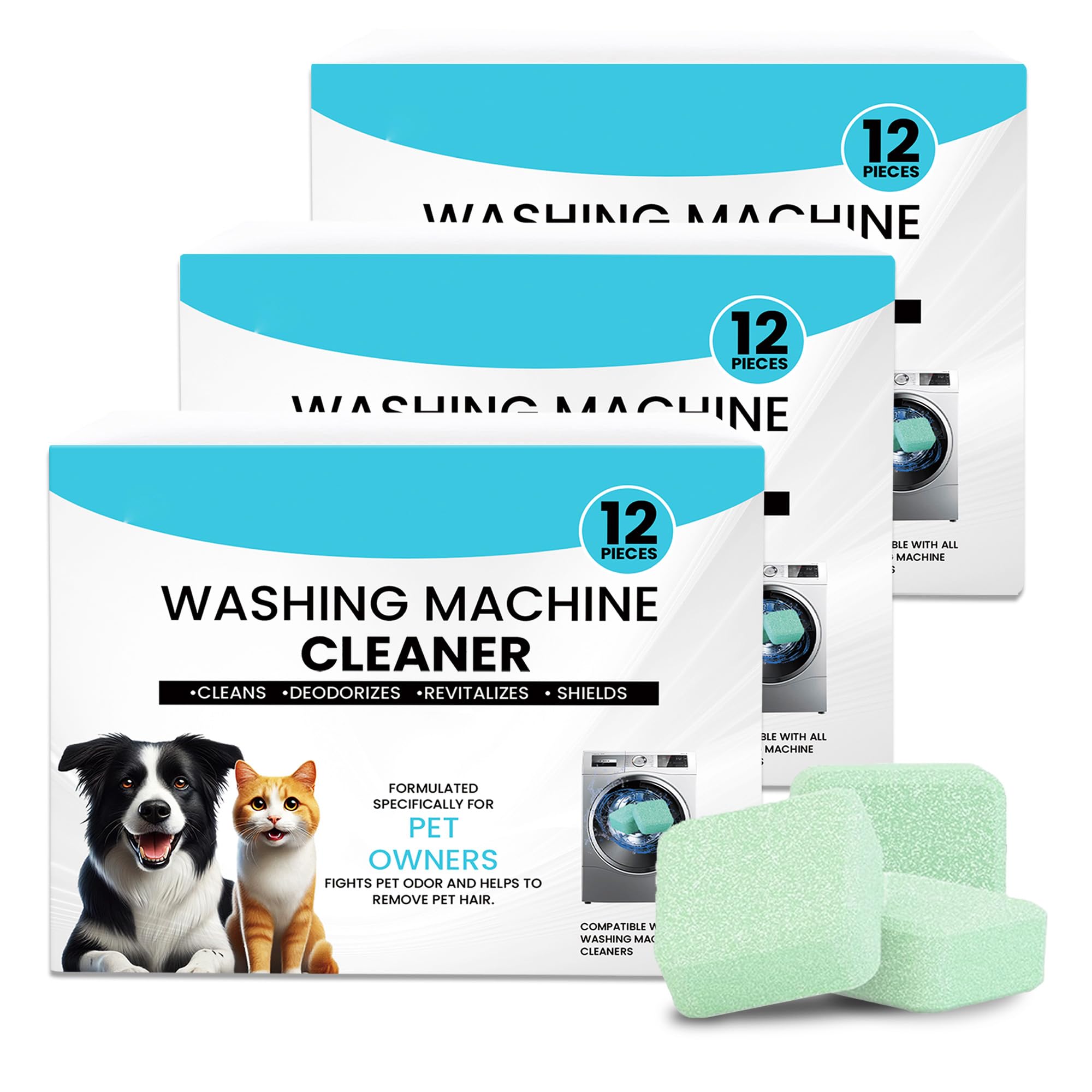 Washer Machine Cleaner Tablets-36Pack-18 Month Supply,Formulated for Pet Owners Washing Machine Cleaner,Compatible with HE,Easily pet hair remover