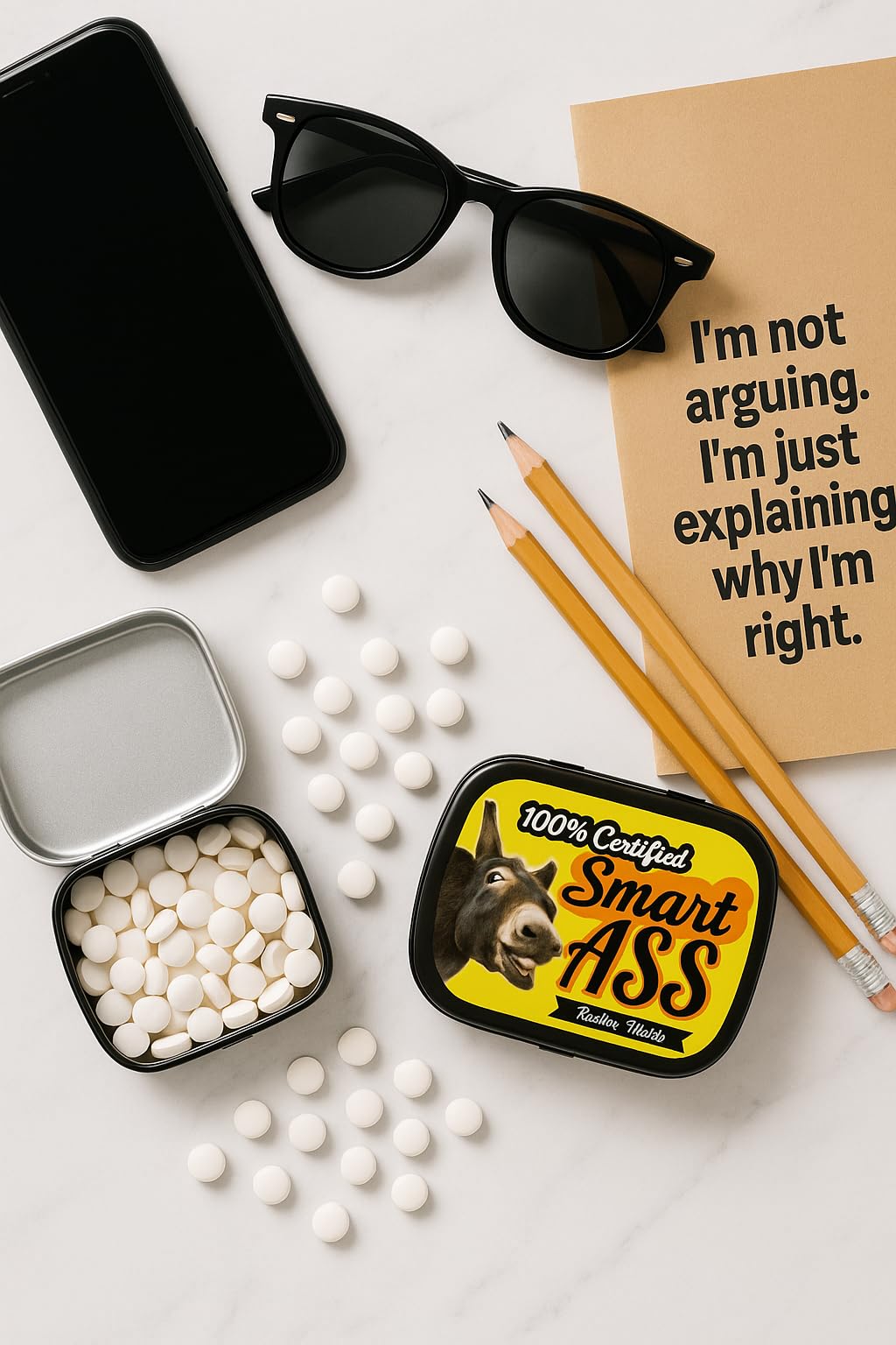 100% Smart Ass Mints - Gift for Sarcastic People - Funny Gifts for Men - Funny Mint Tins - Stocking Stuffers for Friends - Peppermint Mints - Smartass