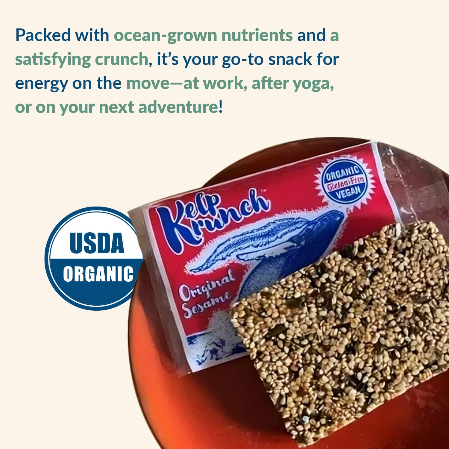 Organic Kelp Krunch™ Original Sesame - Seaweed Nutrition Bar Made with Sesame Seeds and Sugar Kelp