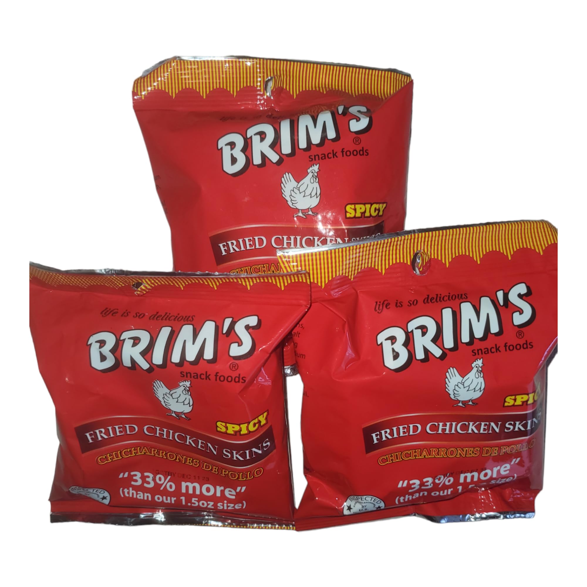 Brim's Spicy Fried Chicken Skins ( 3 pack )