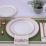 FOCUSLINE 120Pcs Rose Gold Plastic Plates, Disposable White and Rose Gold Rim Plastic Plates, Including 60 Dinner & Dessert Plate, Elegant Fancy Heavy