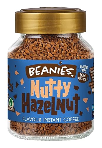 Beanies Flavour Instant Coffee -Nutty Hazelnut Instant Flavored Coffee, 50g Jar