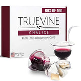 TrueVine Chalice Communion Cups and Wafer Set - Prefilled Cups w/Fresh Unleavened Bread & Grape Juice - Carefully Packaged & Easy to Open Elements