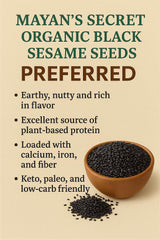 Mayan's Secret - Organic Black Sesame Seeds Raw - USDA Certified, Vegan, Non-GMO, Gluten-Free - High Protein & Nutrient-Rich Superfood - (907g) 2lbs