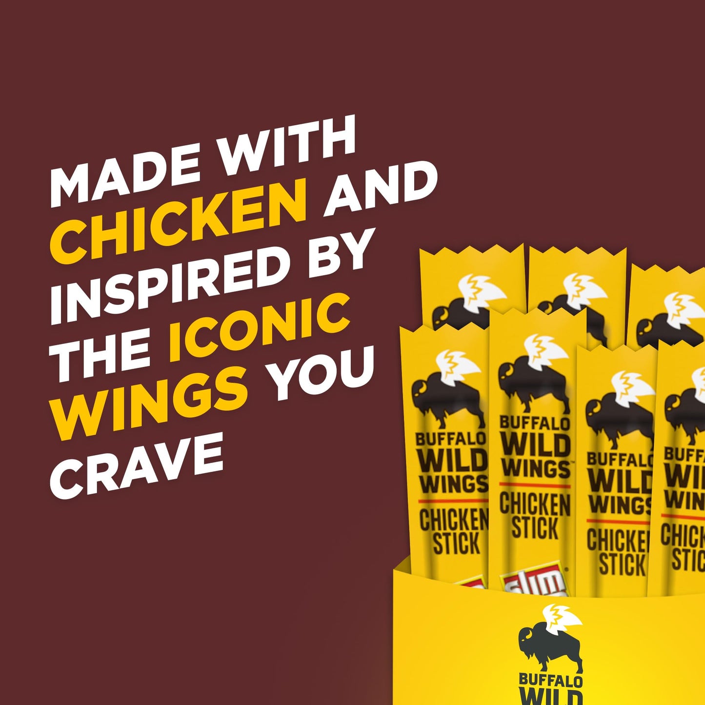 Slim Jim Chicken Sticks, Buffalo Wild Wings Honey BBQ Seasoned, 7g Protein per Serving, 0.28 oz. (14 Count)
