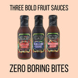 Croix Valley Fruit BBQ Sauce Variety Pack - 3 Pack (12 oz Glass Bottles) - Blueberry, Cranberry & Rhubarb BBQ Sauces - Gluten-Free, No MSG, No High