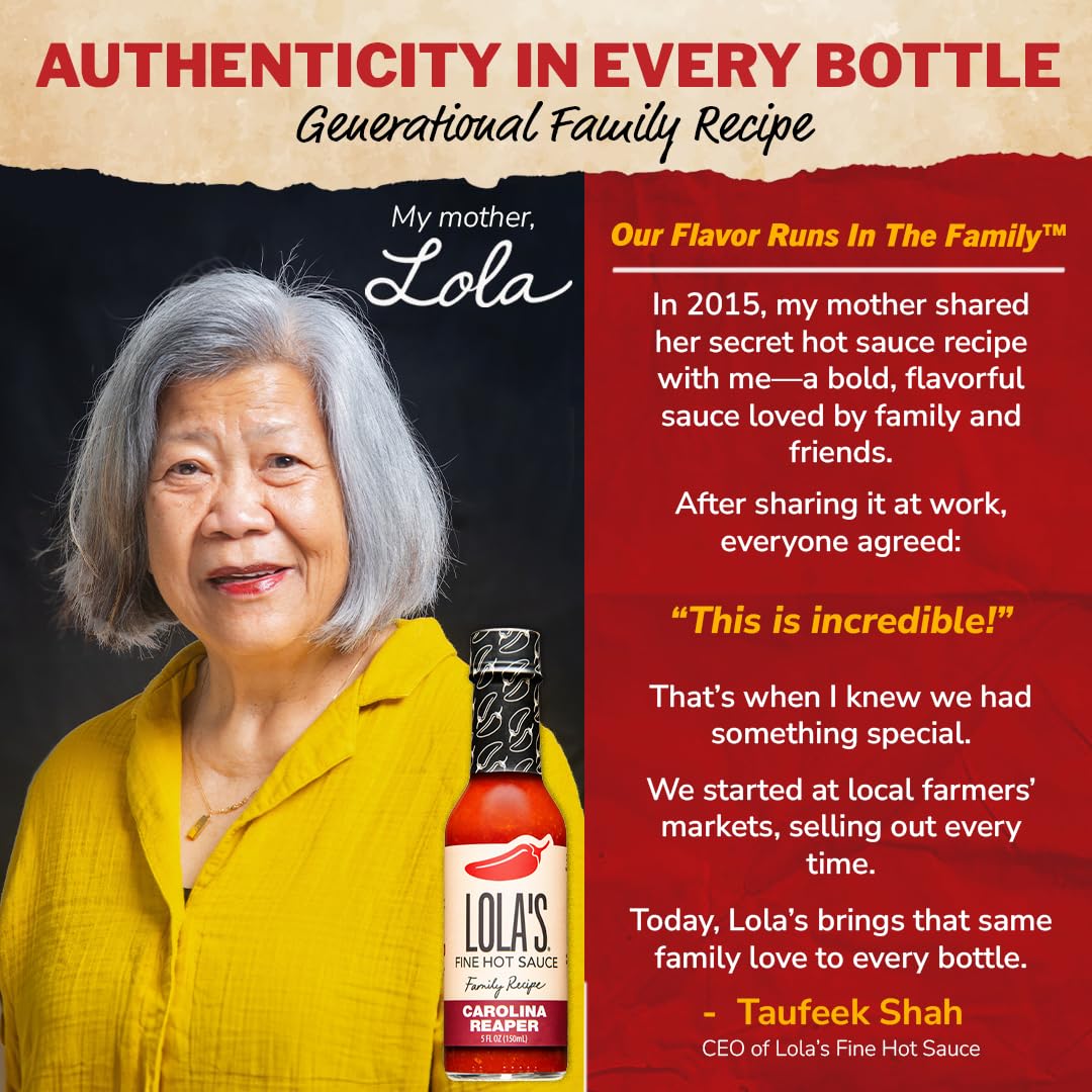 Lola’s Carolina Reaper Hot Sauce | Made with Red Jalapenos & Carolina Reaper Peppers | 0 Calories, 0g Fat, Low Sodium | All-Natural, Keto, Gluten-Free