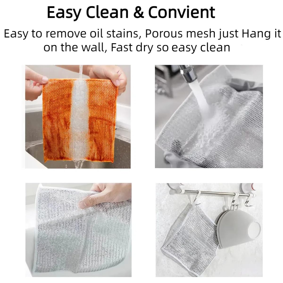 neogor Non-Scratch Wire Cleaning Dishwash Dishcloth, Kitchen Washcloths for Washing Dishes, Multipurpose Wire Dishwashing Rag for Wet