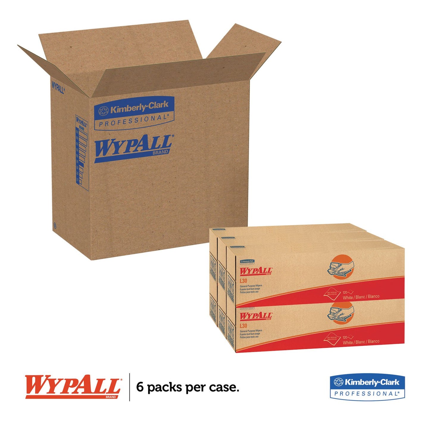WypAll 05816 L30 Wipers, POP-UP Box, 9 4/5 x 16 2/5, 120/Box, 6 Boxes/Carton