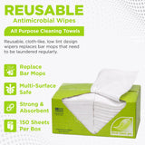 Fresh Towel Foodservice Reusable Paper Towels - 1/4 Fold, 13 x 20 inches - (1 Case of 150) All Purpose Cleaning Towels (White)