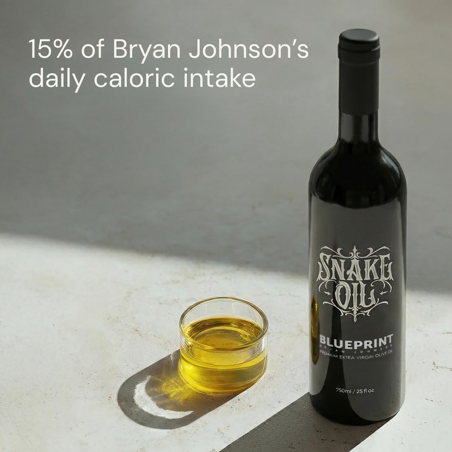 Blueprint Bryan Johnson Olive Oil - Snake Oil- High Polyphenol Extra Virgin Olive Oil (400+ mg/kg) - Cold Pressed, Early Harvest, First Cold Press