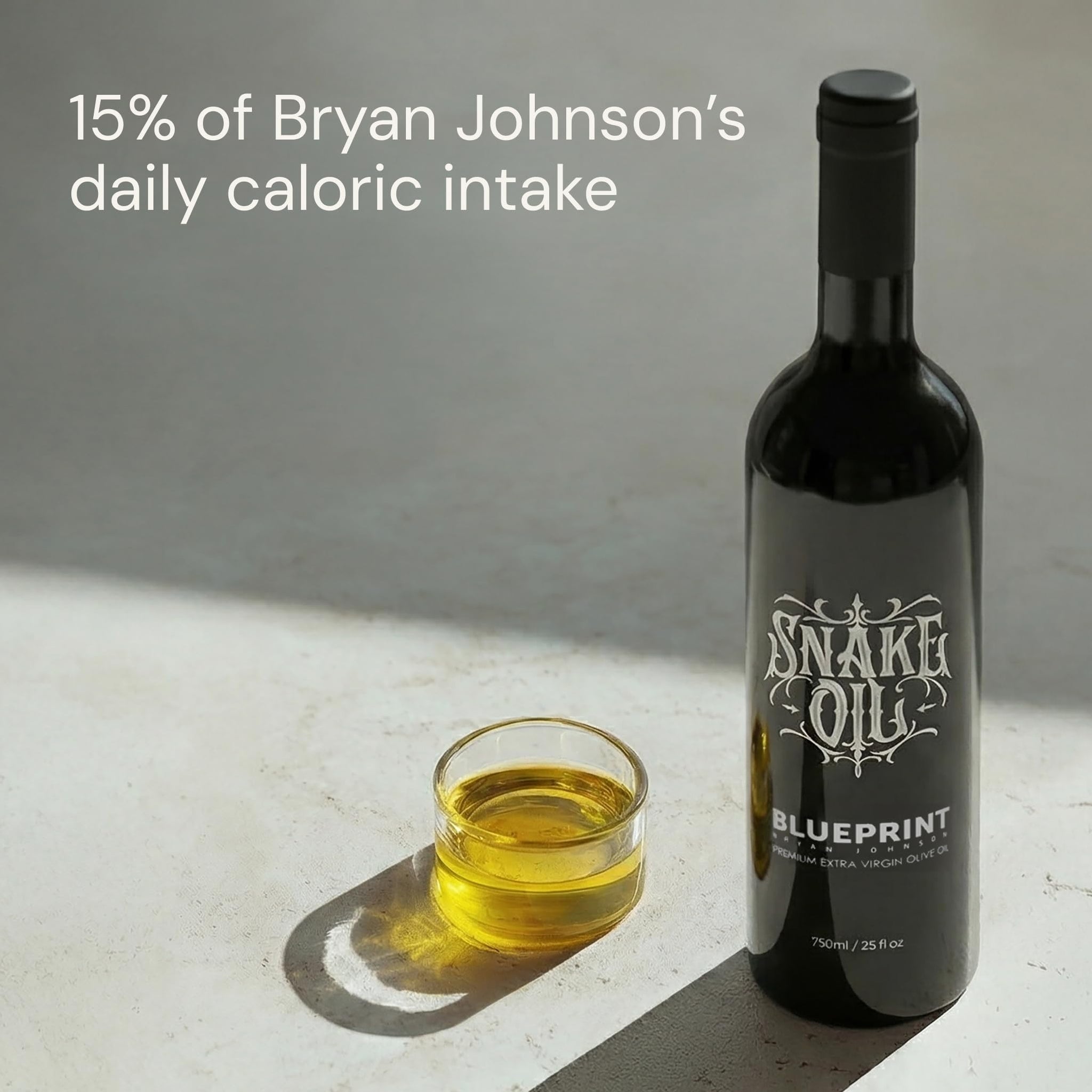 Blueprint Bryan Johnson Olive Oil - Snake Oil- High Polyphenol Extra Virgin Olive Oil (400+ mg/kg) - Cold Pressed, Early Harvest, First Cold Press
