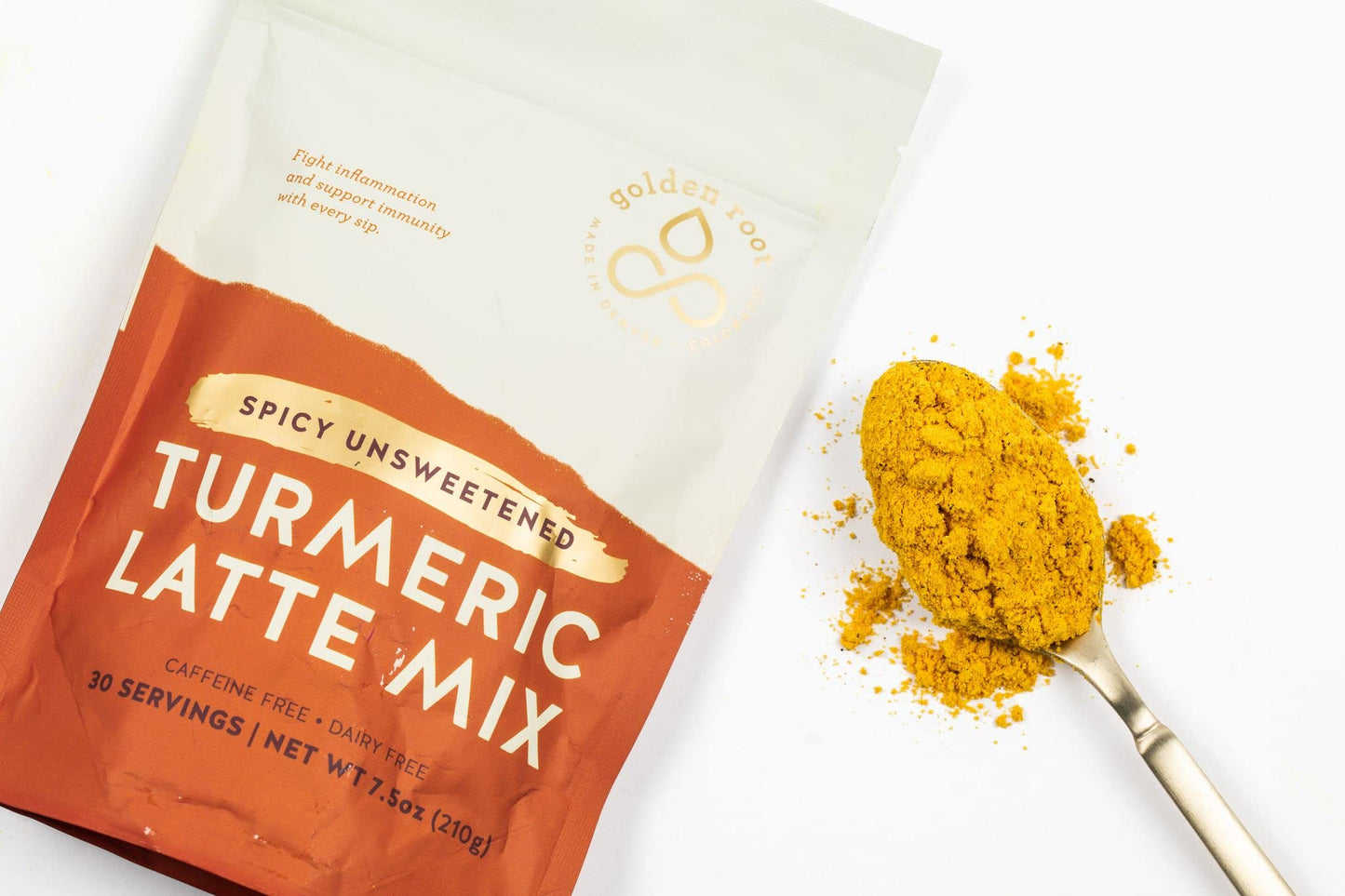 Golden Root Spicy - Spicy Unsweetened Turmeric Latte Superfood - Turmeric Golden Milk Powdered Mix - 30 serving