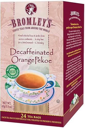 Bromley's Decaffeinated Orange Pekoe Black Tea, 24 Count (Pack of 6)