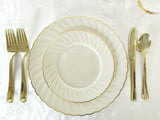 OCCASIONS 50 Piece Disposable Plastic Plates Set for 25 Guests - Heavy Duty 10.25" Dinner & 7.5" Dessert Plates, Elegant Party Plates for Wedding