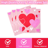 Dereinwo 100PCS Valentines Day Paper Plates and Napkins, Disposable Party Supplies for Valentine's Day Party Decorations, Valentine's Textures Design